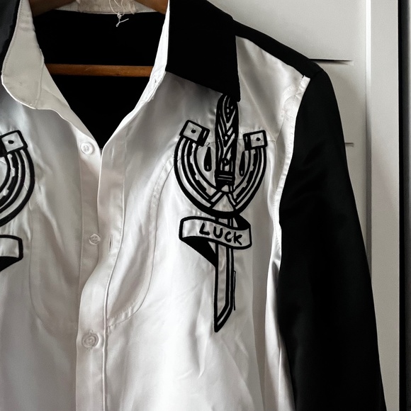 SACRED HAWK NO LUCK EMBROIDERED SILKY SHIRT - Picture 10 of 16